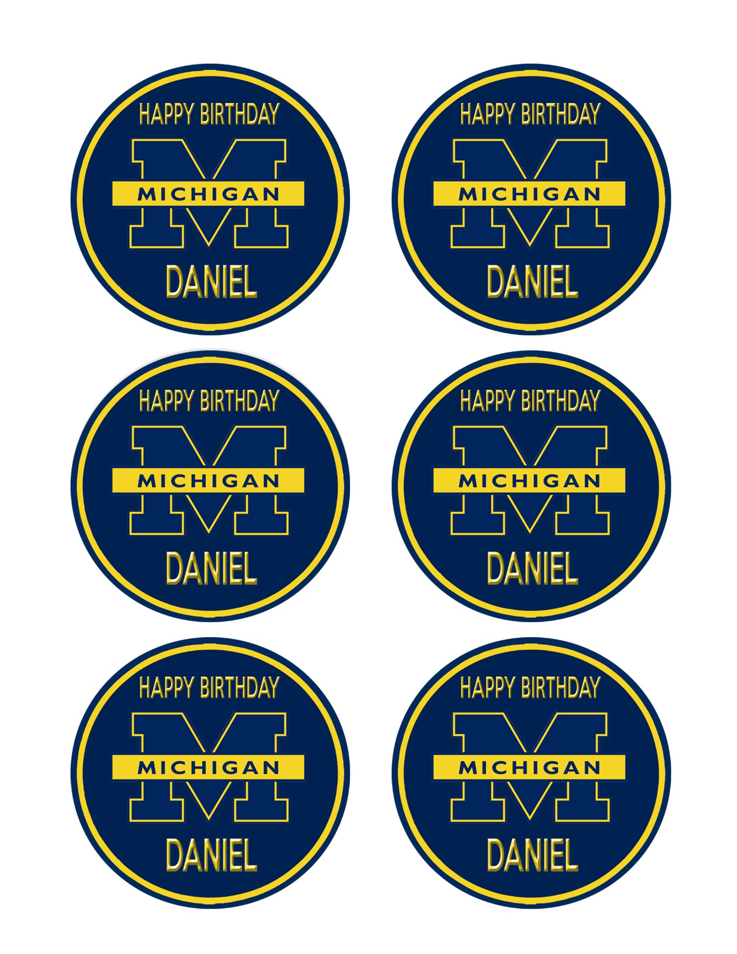 University of Michigan - Edible Cake Topper OR Cupcake Topper, Decor