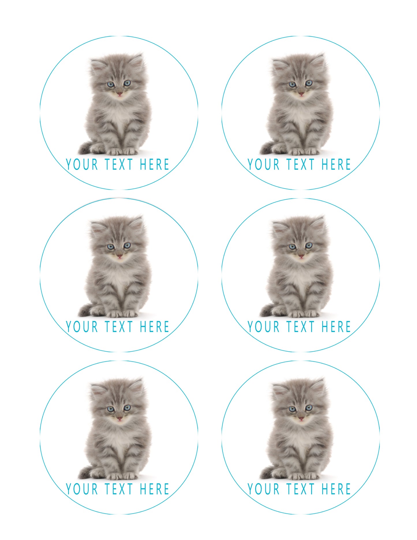 Kitten Cat (Nr2) - Edible Cake Topper OR Cupcake Topper, Decor