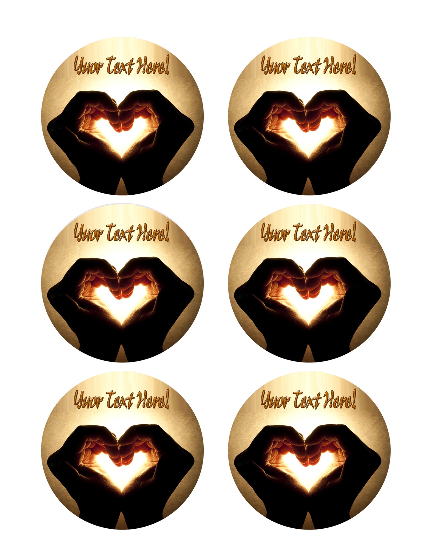 Hands with heart image - Edible Cake Topper, Cupcake Toppers, Strips