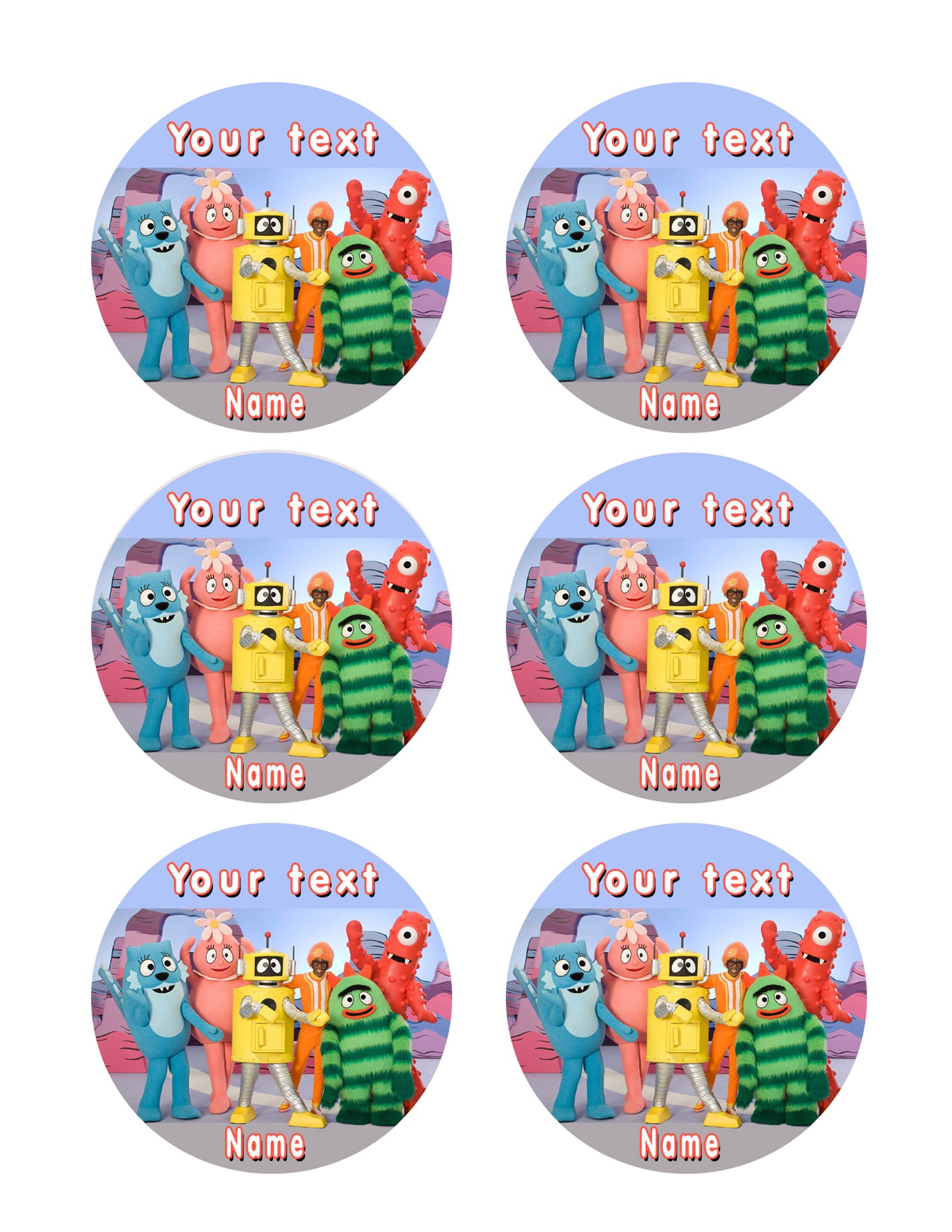 YO GABBA GABBA - Edible Cake Topper, Cupcake Toppers, Strips