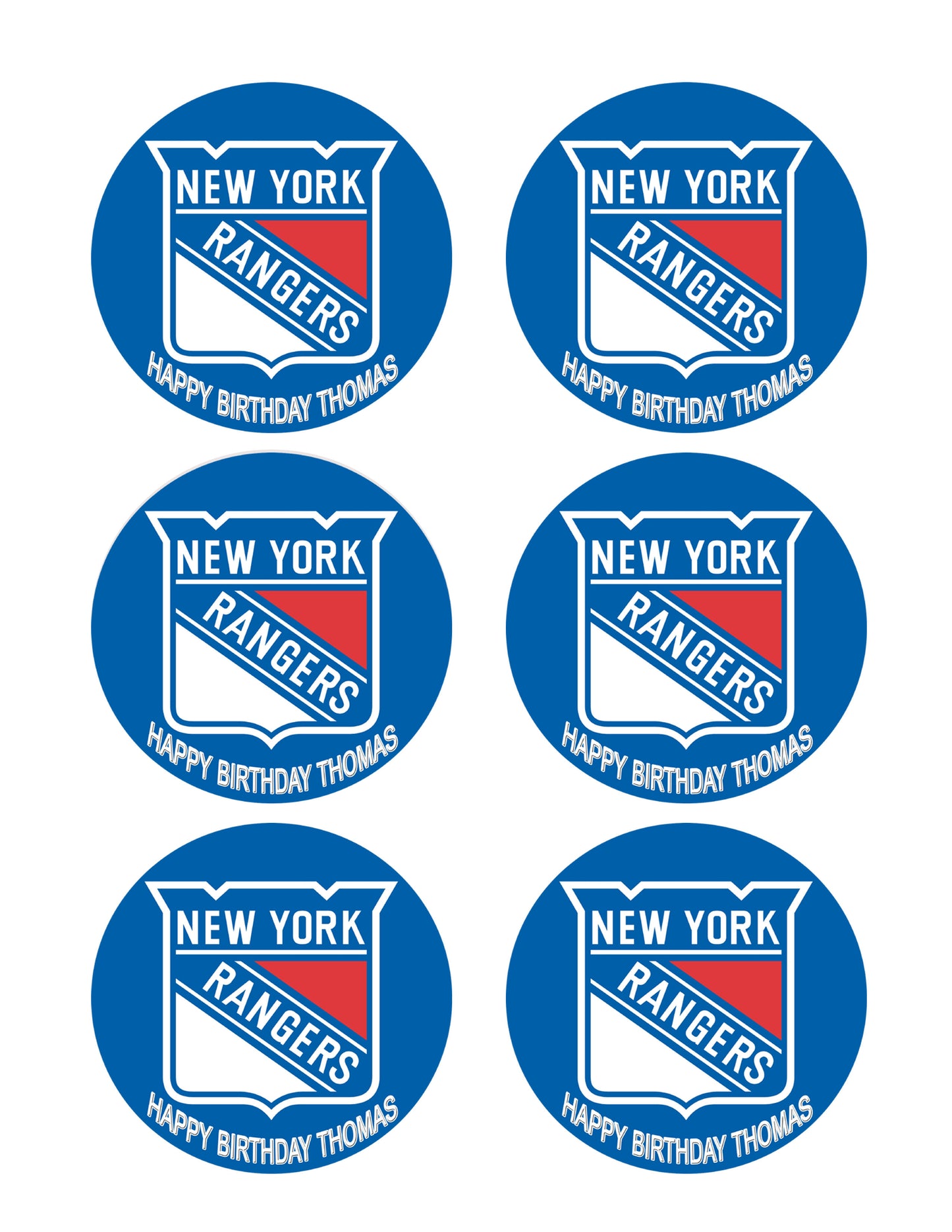 New York Rangers - Edible Cake Topper OR Cupcake Topper, Decor