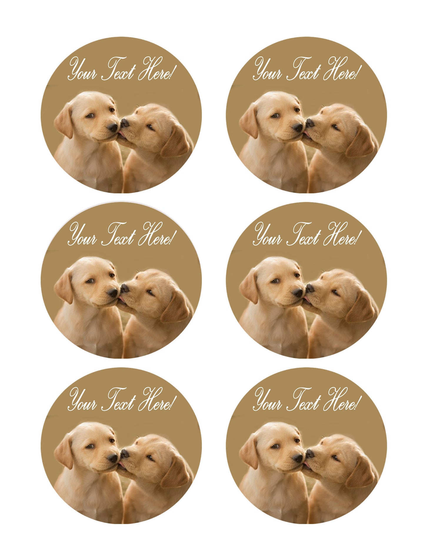 Puppy Kiss - Edible Cake Topper, Cupcake Toppers, Strips