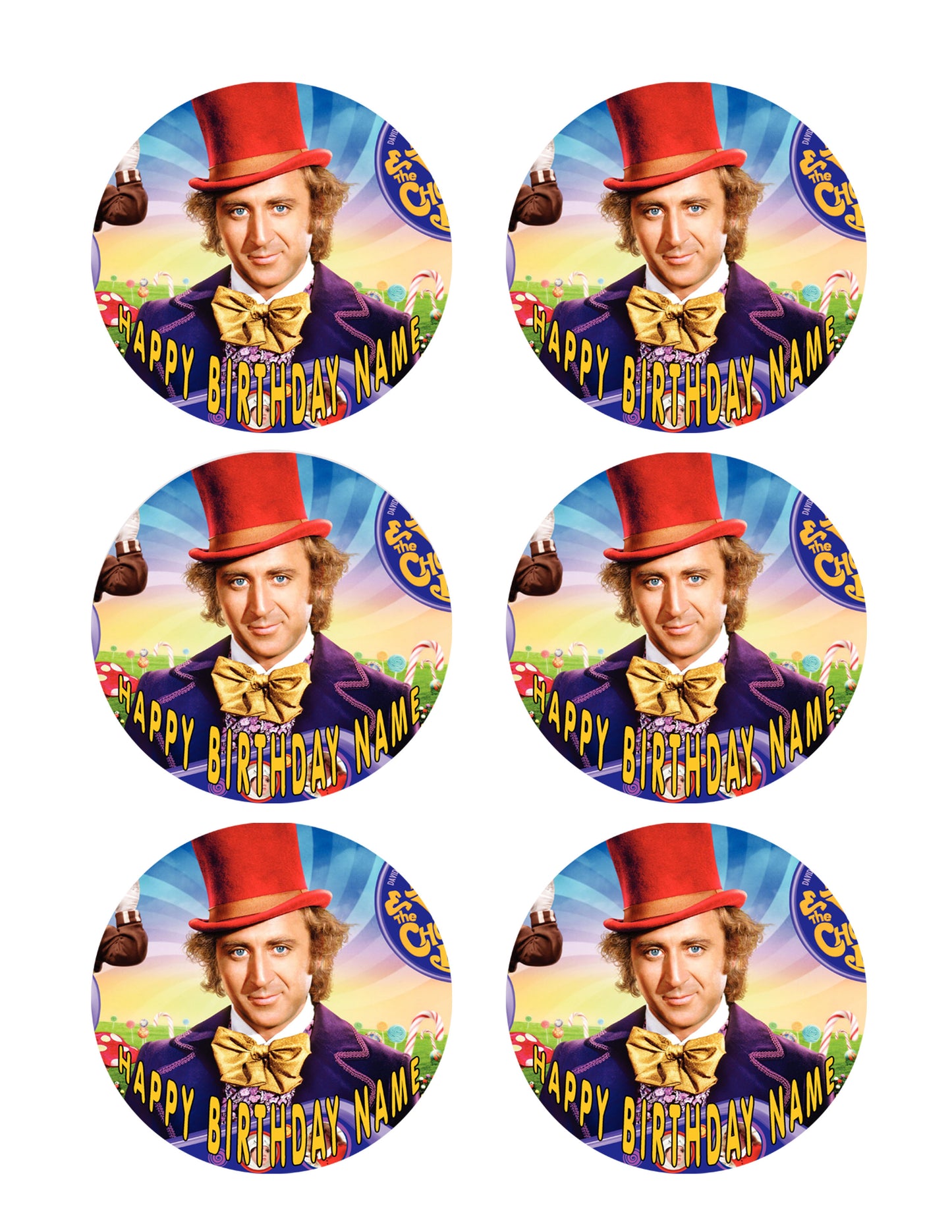 Willy Wonka - Edible Cake Topper OR Cupcake Topper, Decor