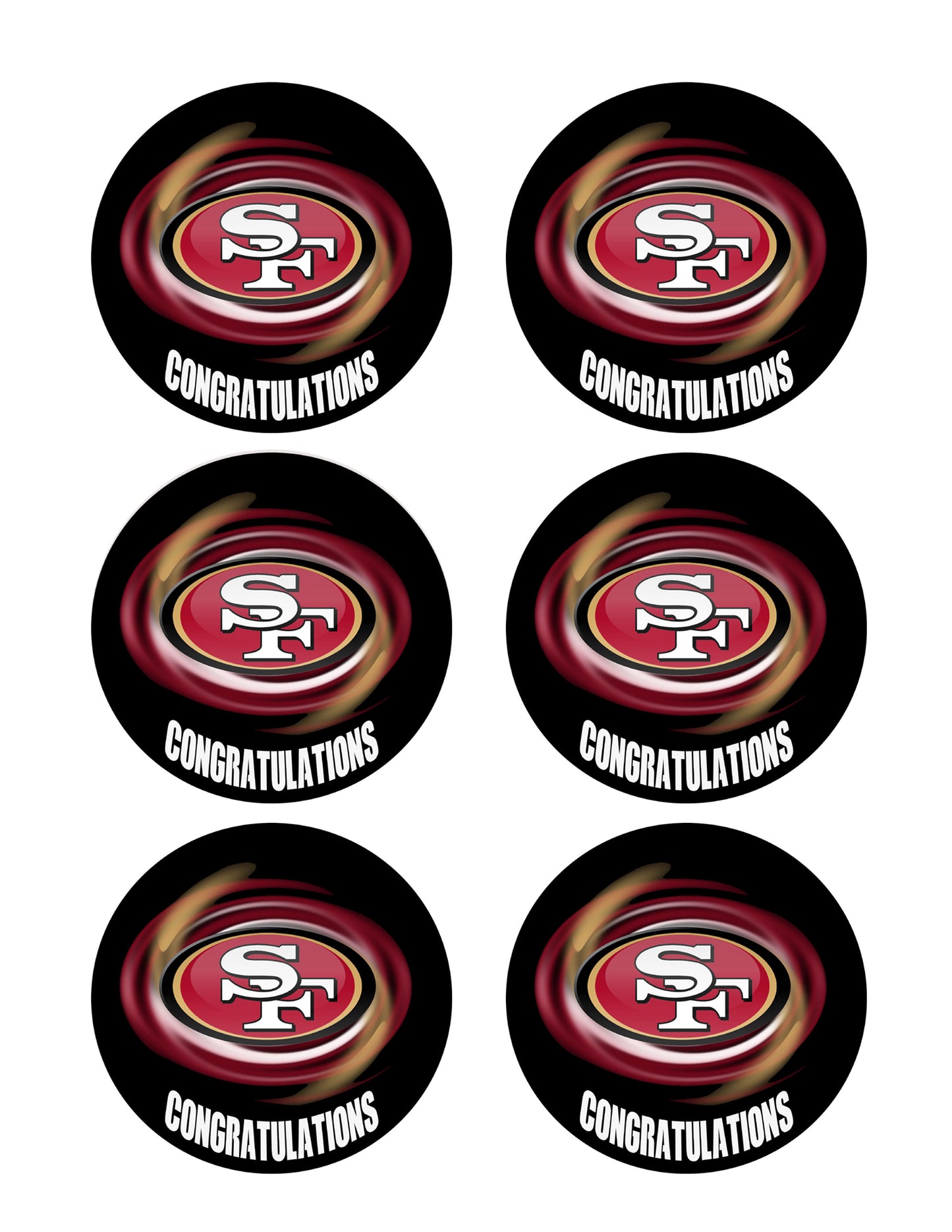 San Francisco 49ers (B) - Edible Cake Topper OR Cupcake Topper, Decor