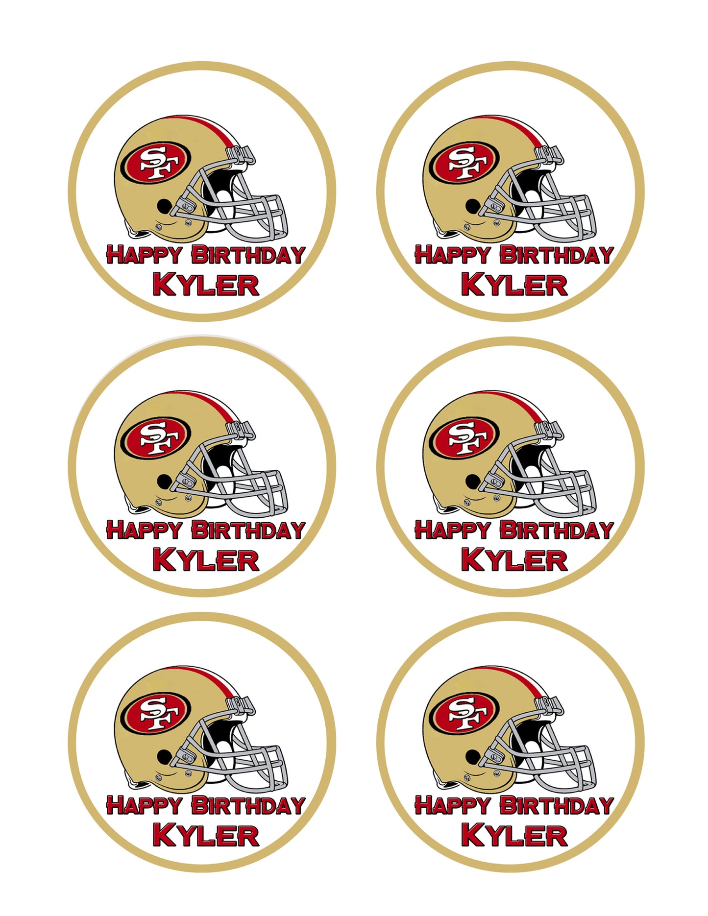 San Francisco 49ers - Edible Cake Topper OR Cupcake Topper, Decor
