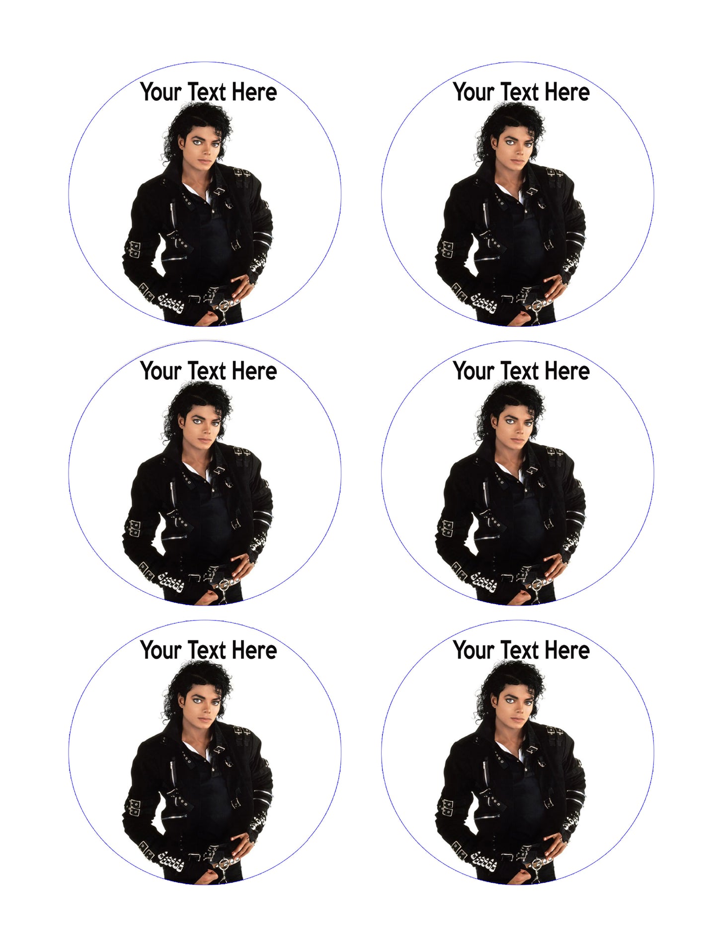 Michael Jackson - Edible Cake Topper, Cupcake Toppers, Strips