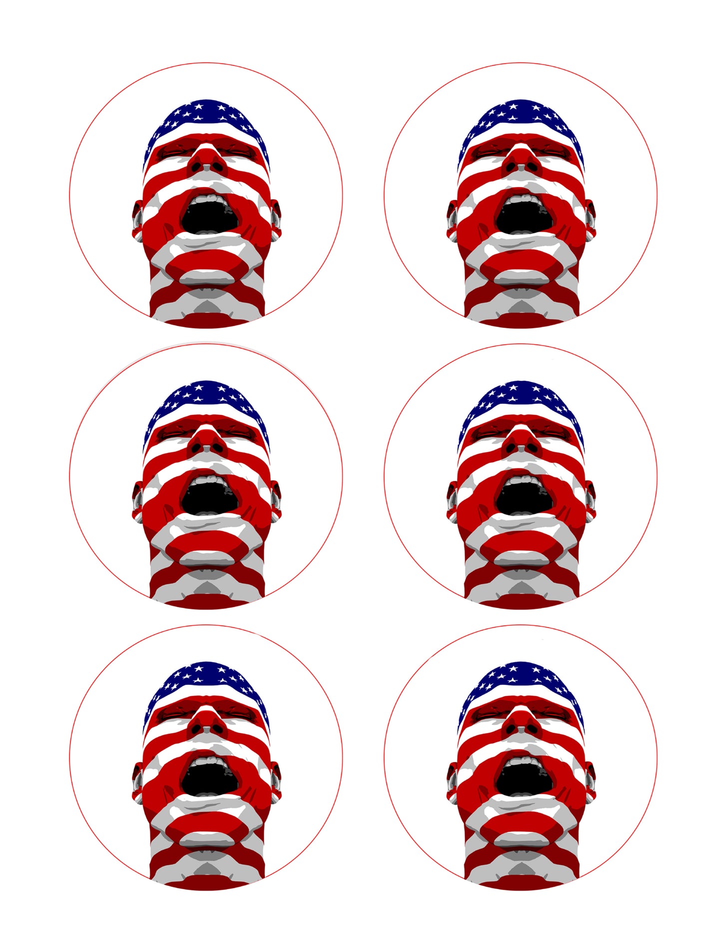 USA Flag Man Yelling - Edible Cake Topper, Cupcake Toppers, Strips