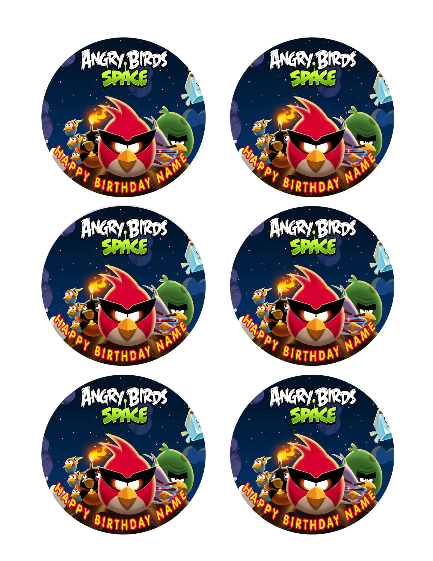 Angry Birds Space - Edible Cake Topper, Cupcake Toppers, Strips