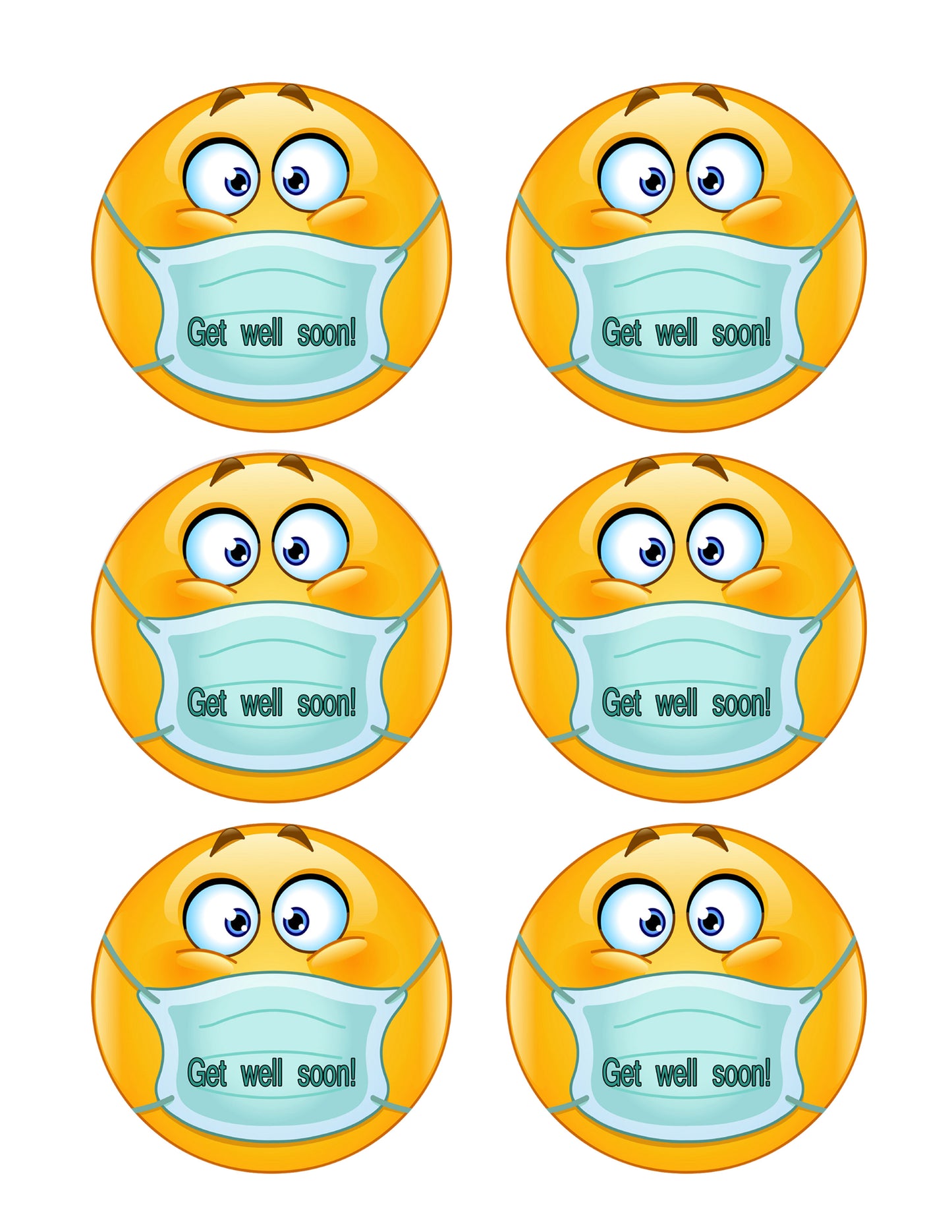 Emoji with Mask - Edible Cake Topper, Cupcake Toppers, Strips