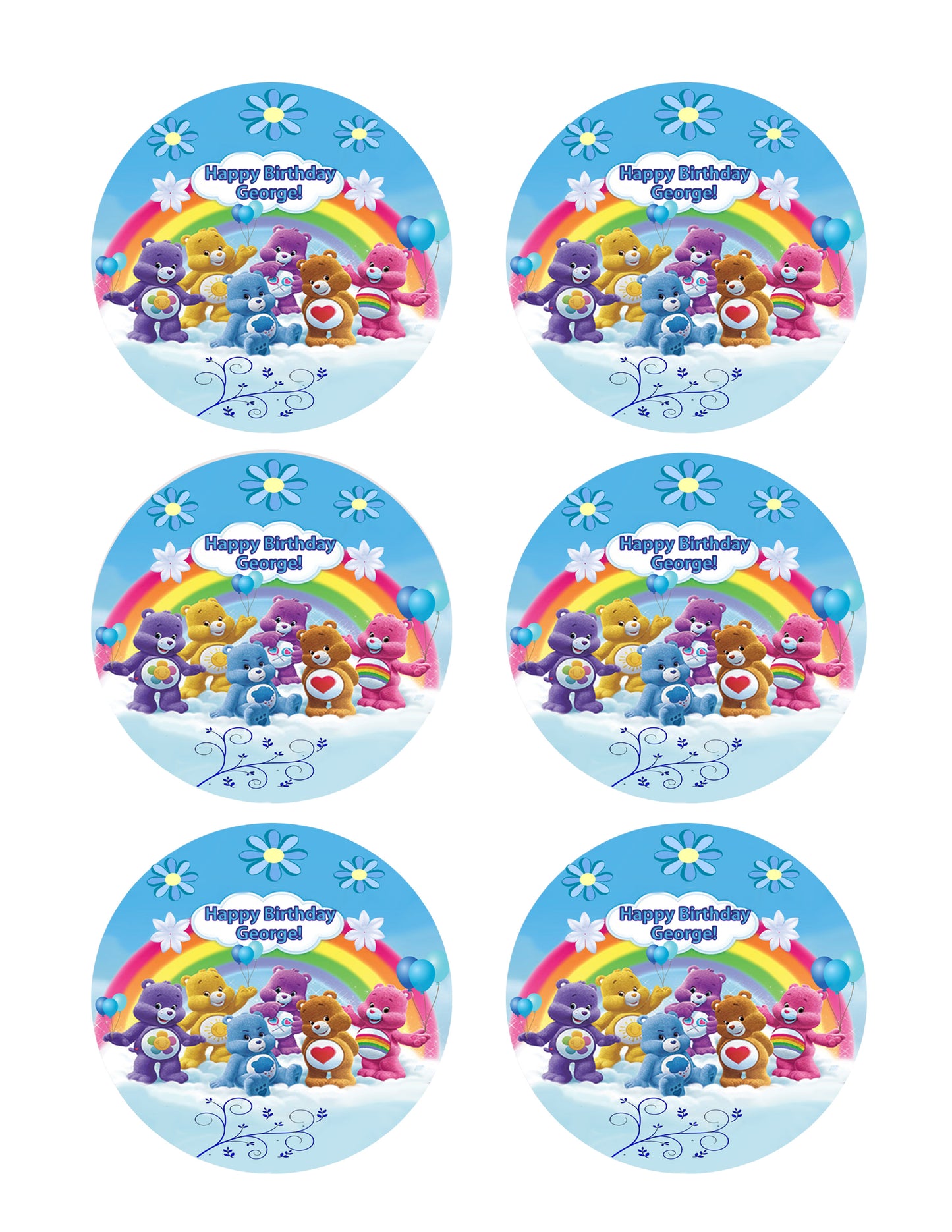 Care bears - Edible Cake Topper, Cupcake Toppers, Strips