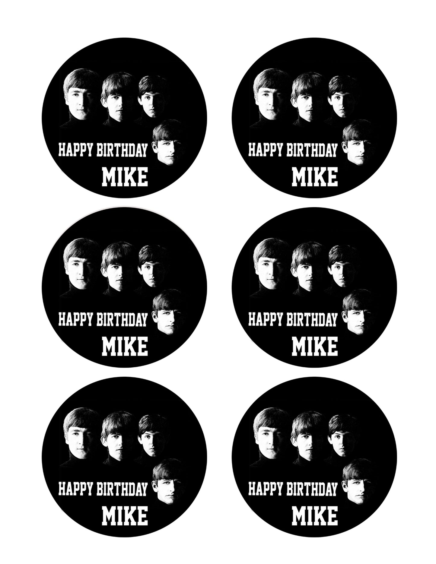 Beatles - Edible Cake Topper, Cupcake Toppers, Strips