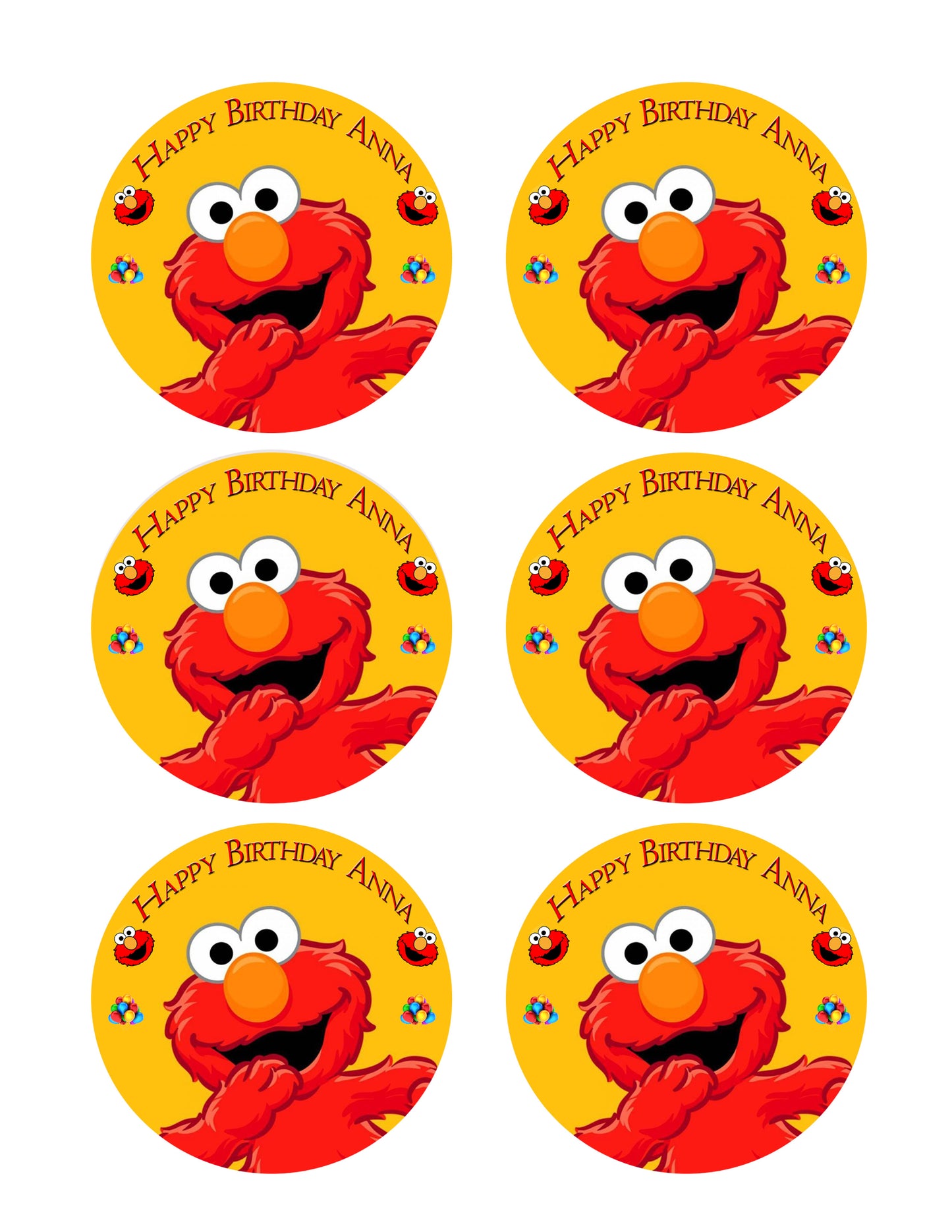 Elmo - Edible Cake Topper, Cupcake Toppers, Strips