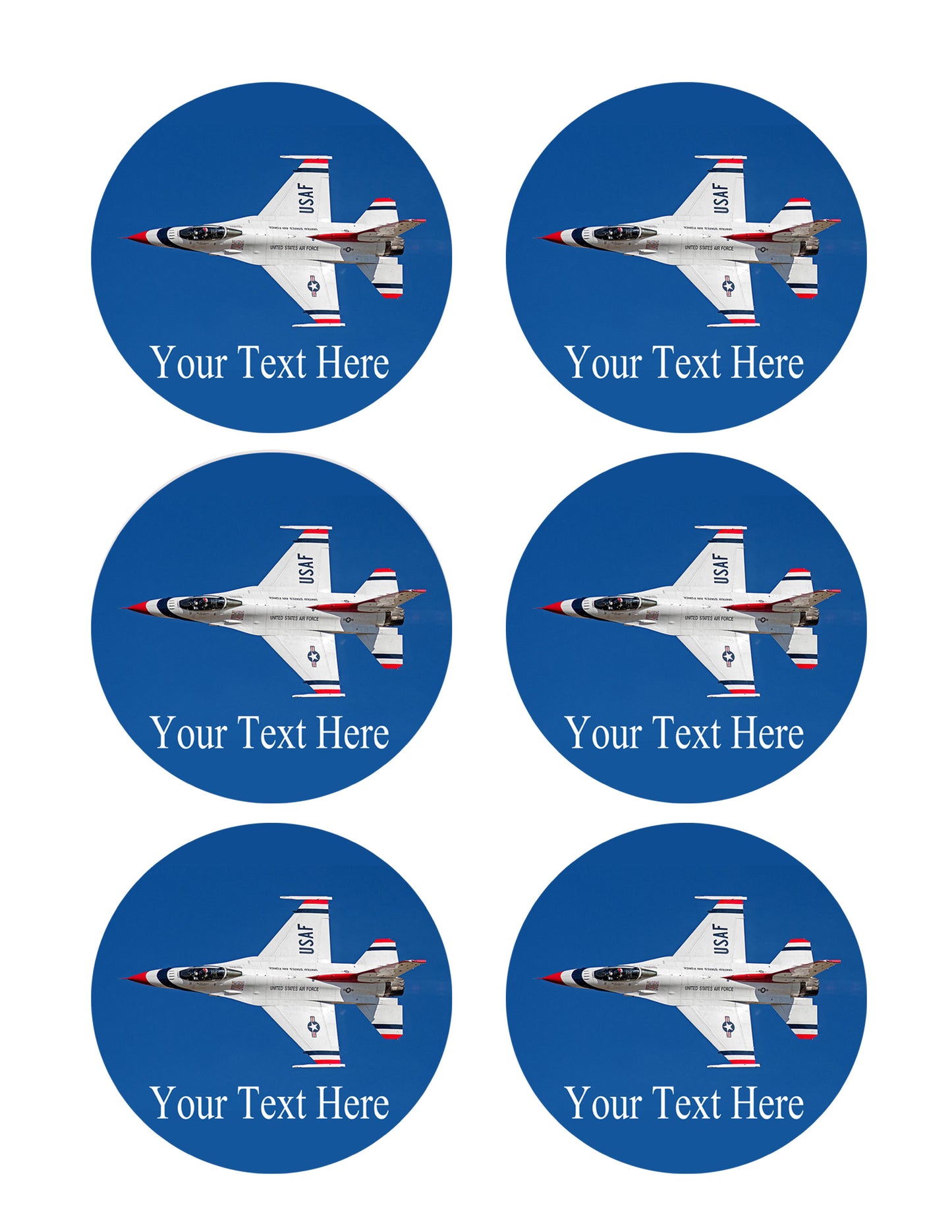 US Air Force - Thunderbirds 17 - Edible Cake Topper, Cupcake Toppers, Strips