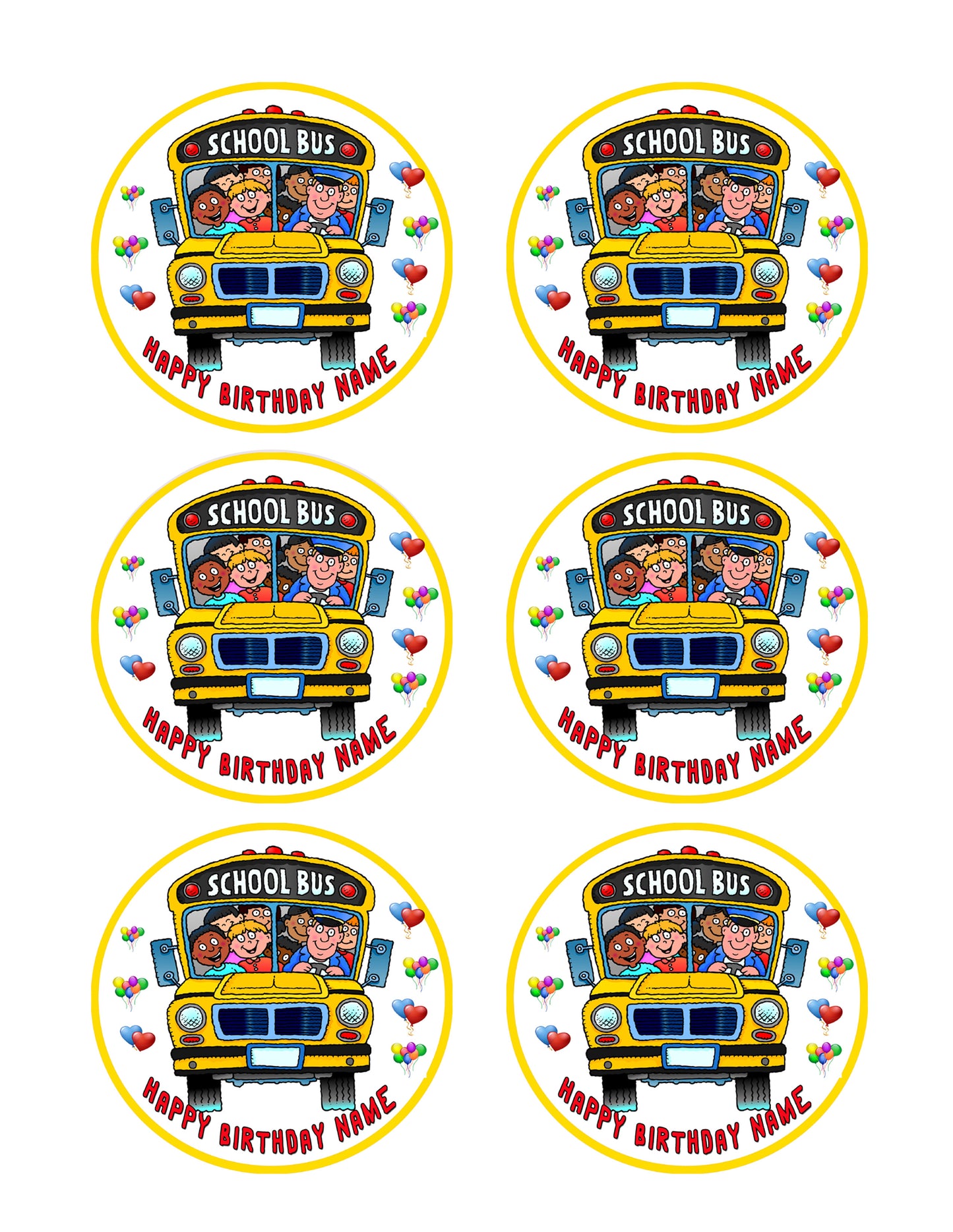 School Bus  - Edible Cake Topper OR Cupcake Topper, Decor