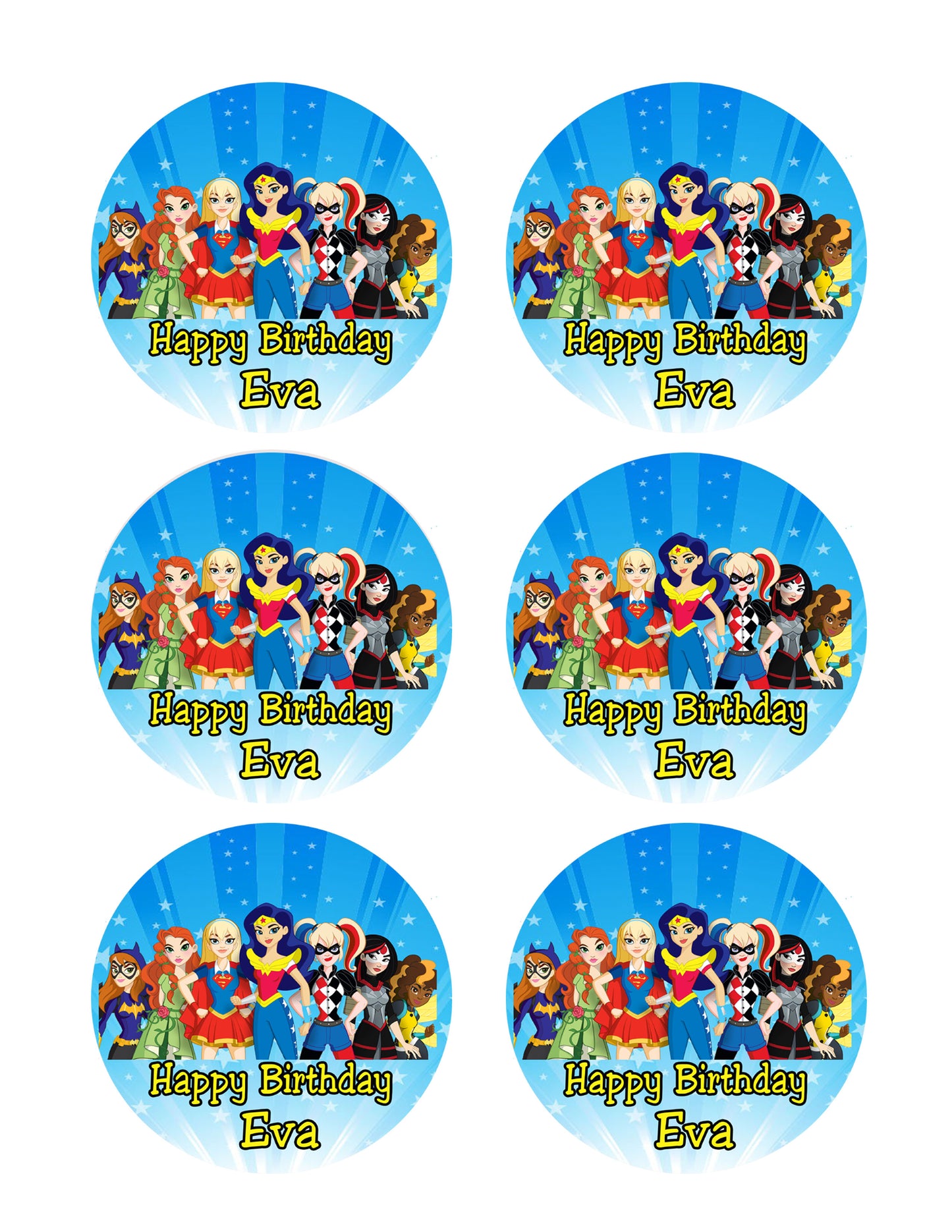 DC Superhero Girls - Edible Cake Topper, Cupcake Toppers, Strips