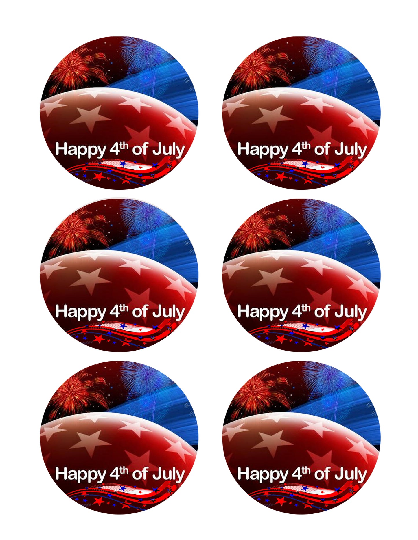 4th of July (Nr2) - Edible Cake Topper, Cupcake Toppers, Strips