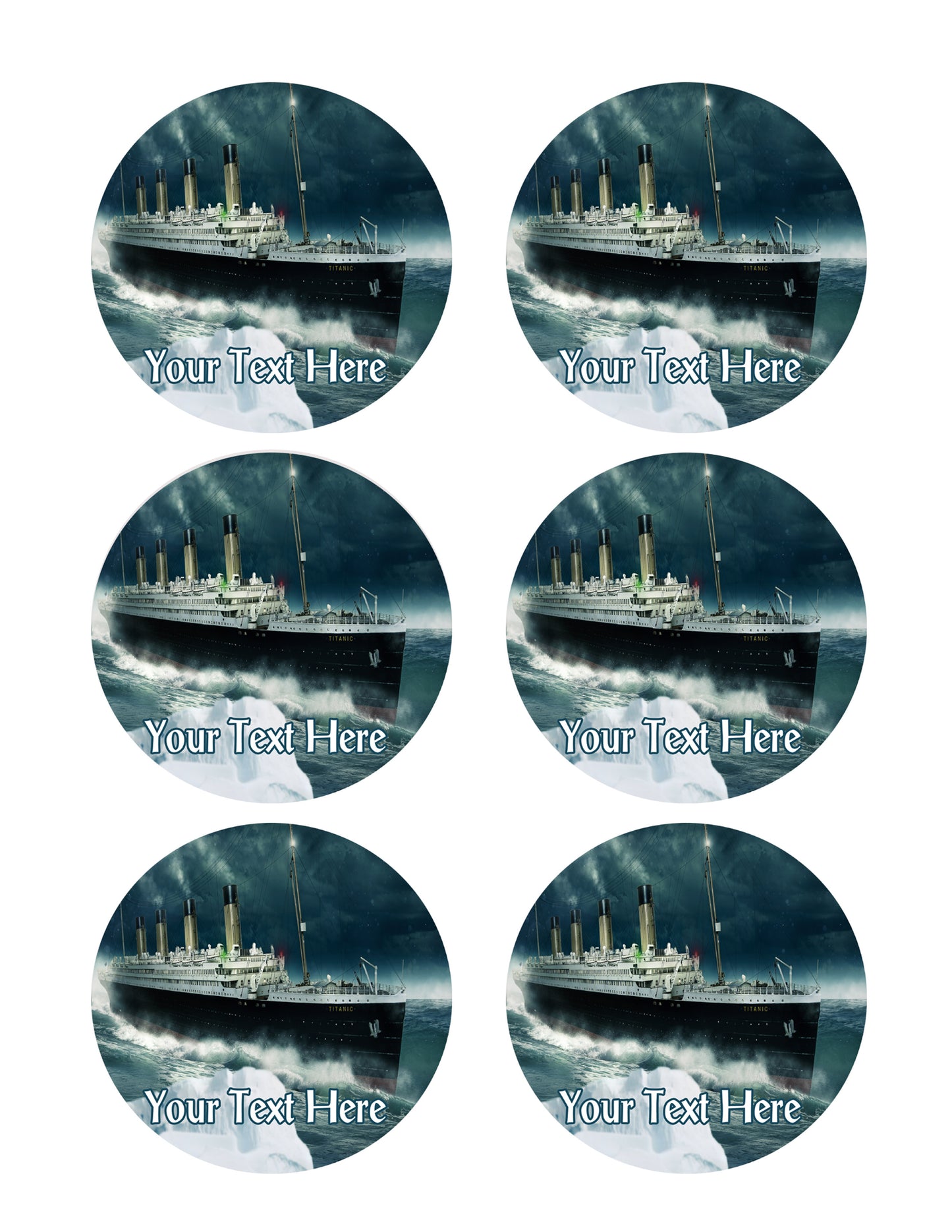 Titanic ship (Nr2) - Edible Cake Topper, Cupcake Toppers, Strips