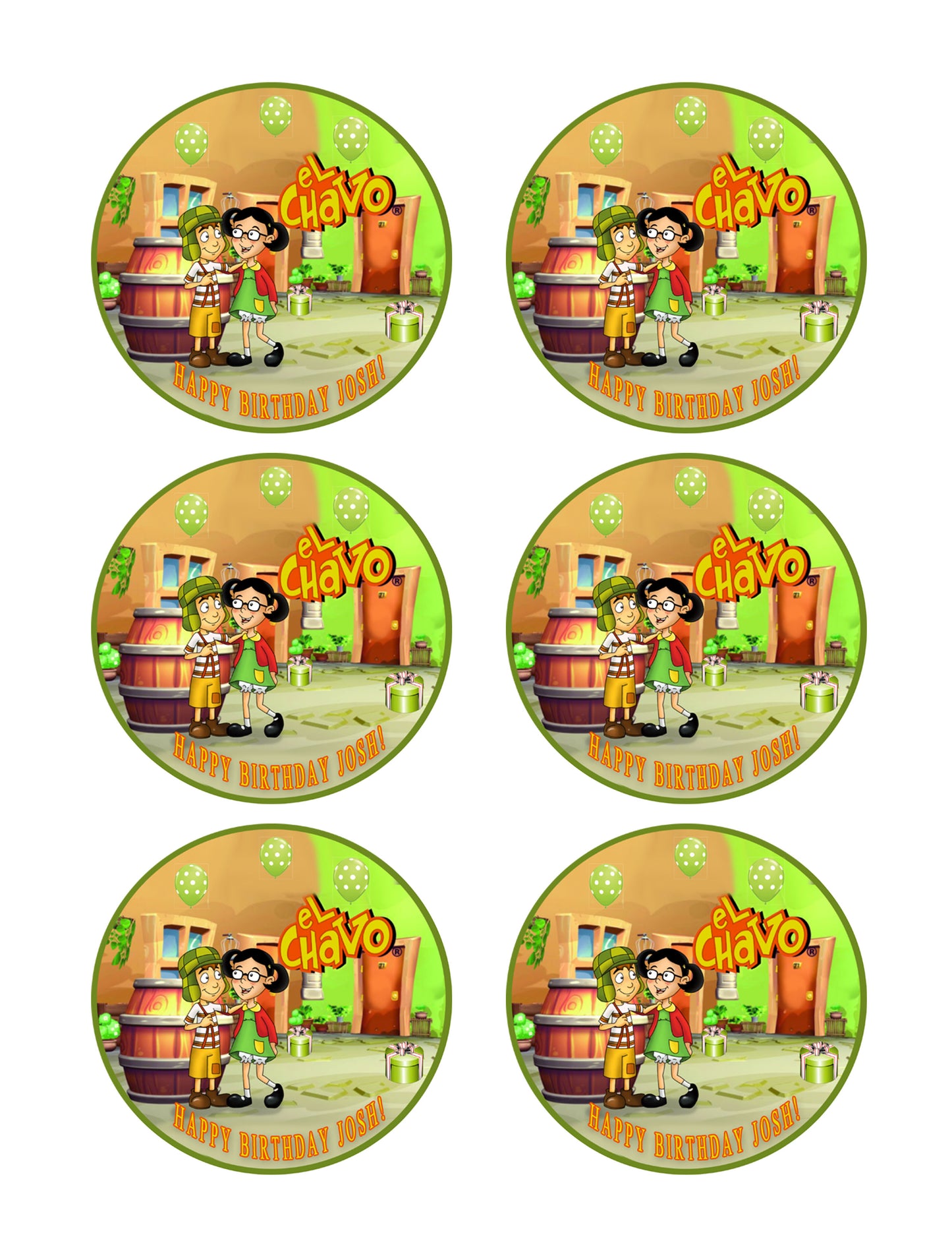 El Chavo del Ocho - Edible Cake Topper, Cupcake Toppers, Strips