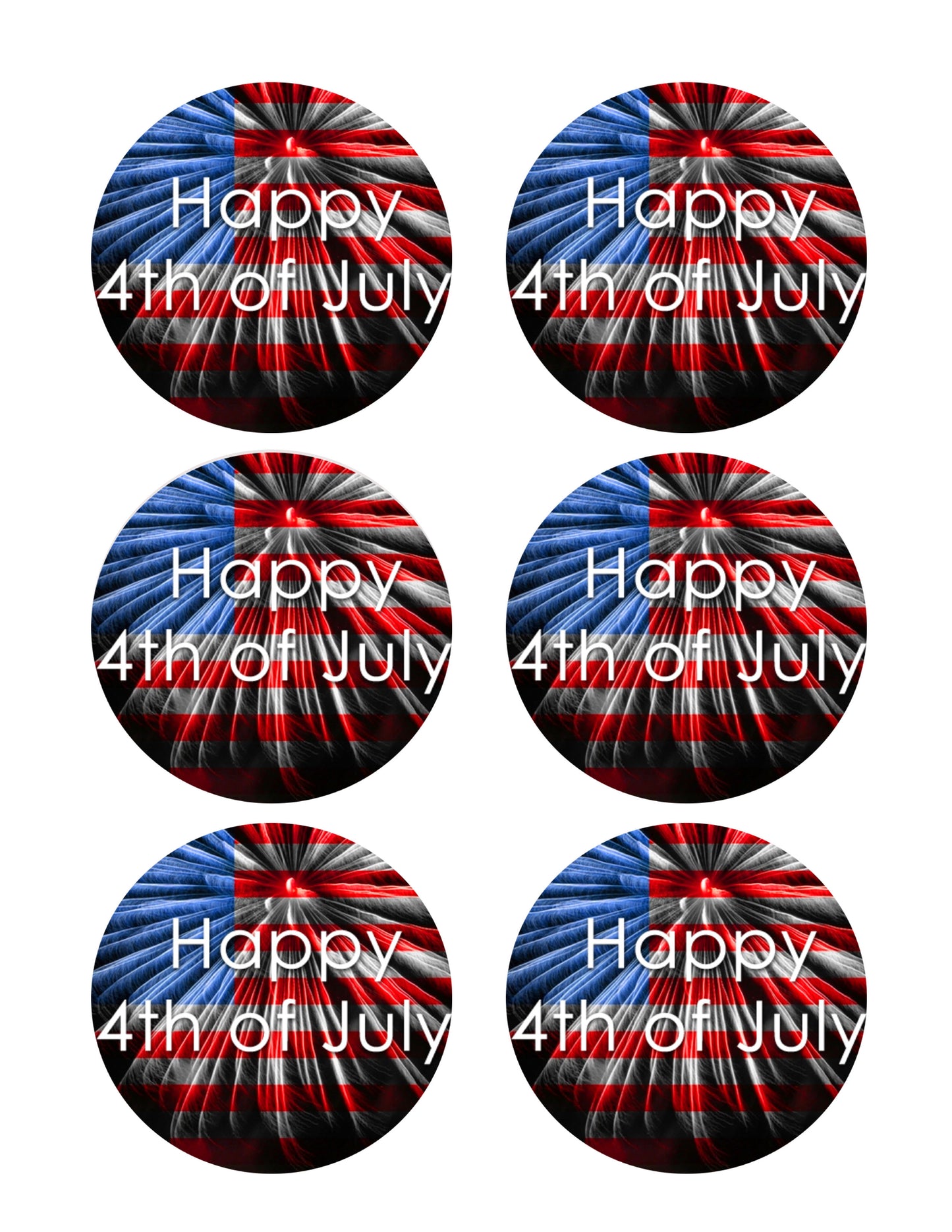 4th of July (Nr3) - Edible Cake Topper, Cupcake Toppers, Strips