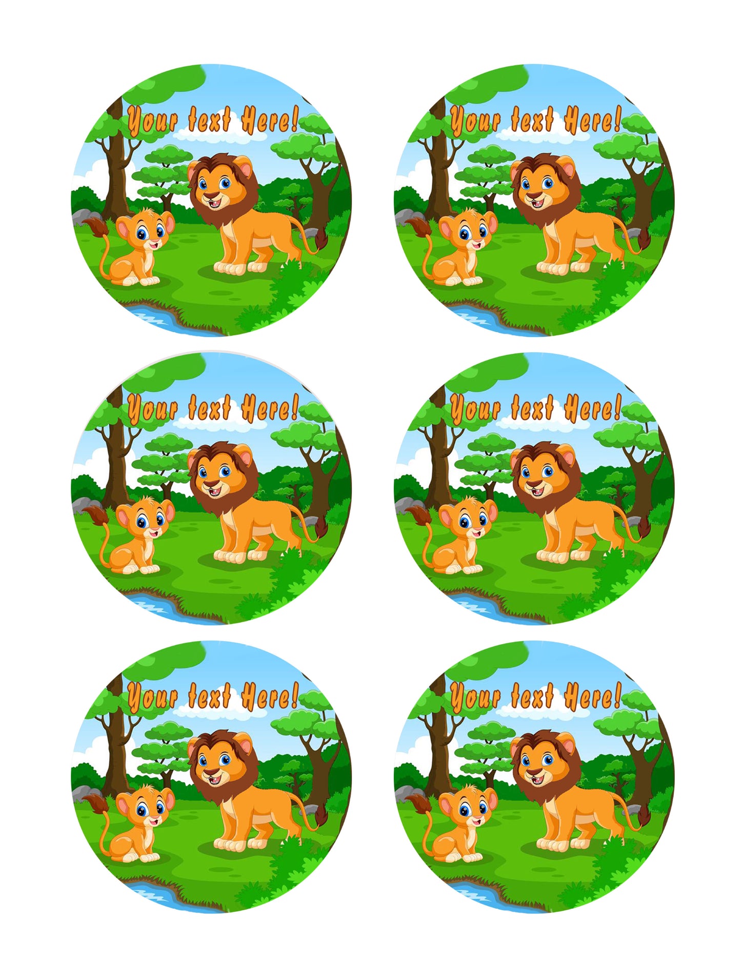 Baby Lion - Edible Cake Topper, Cupcake Toppers, Strips