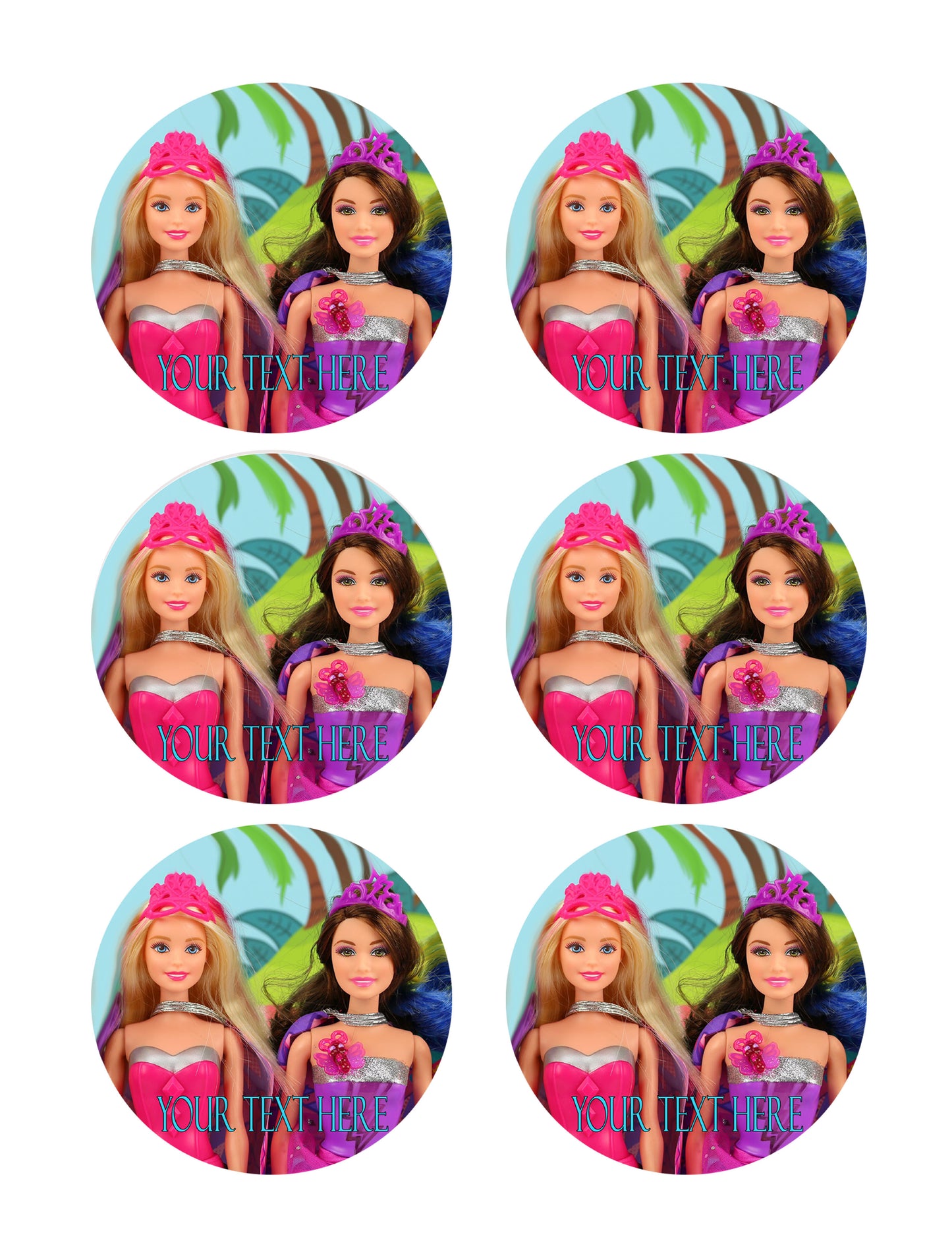 Barbie Princess Power - Edible Cake Topper, Cupcake Toppers, Strips