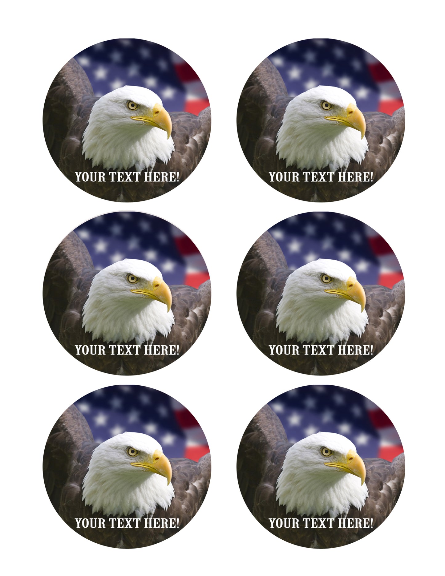 Bald eagle with American flag - Edible Cake Topper, Cupcake Toppers, Strips