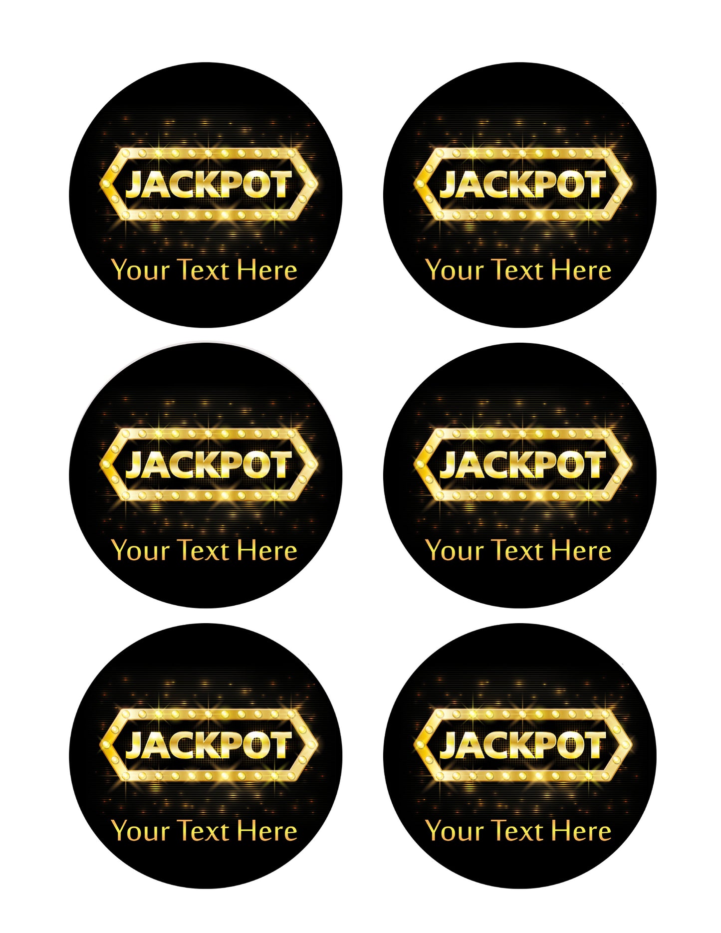 Jackpot gold casino lotto label - Edible Cake Topper, Cupcake Toppers, Strips