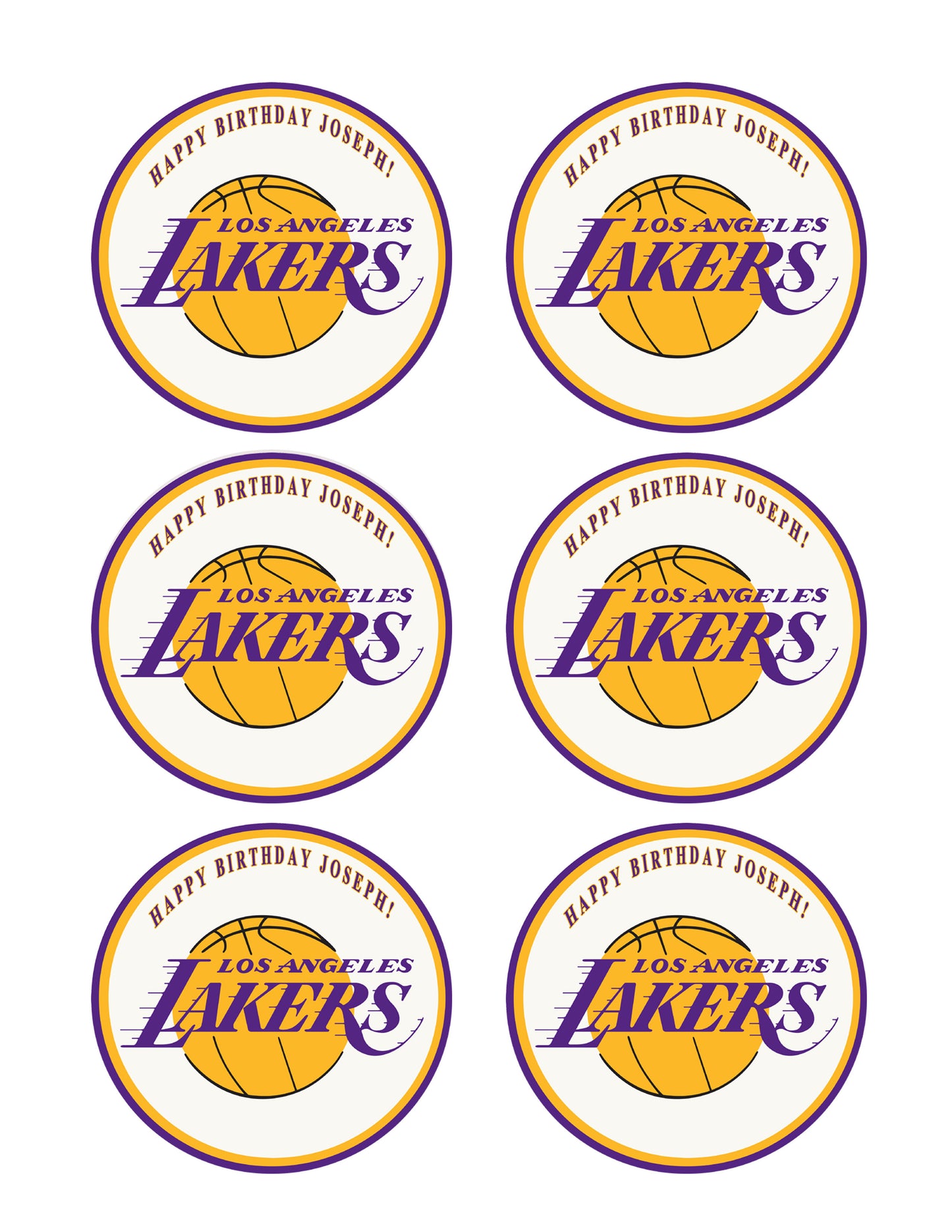 Los Angeles LA Lakers - Edible Cake Topper OR Cupcake Topper, Decor