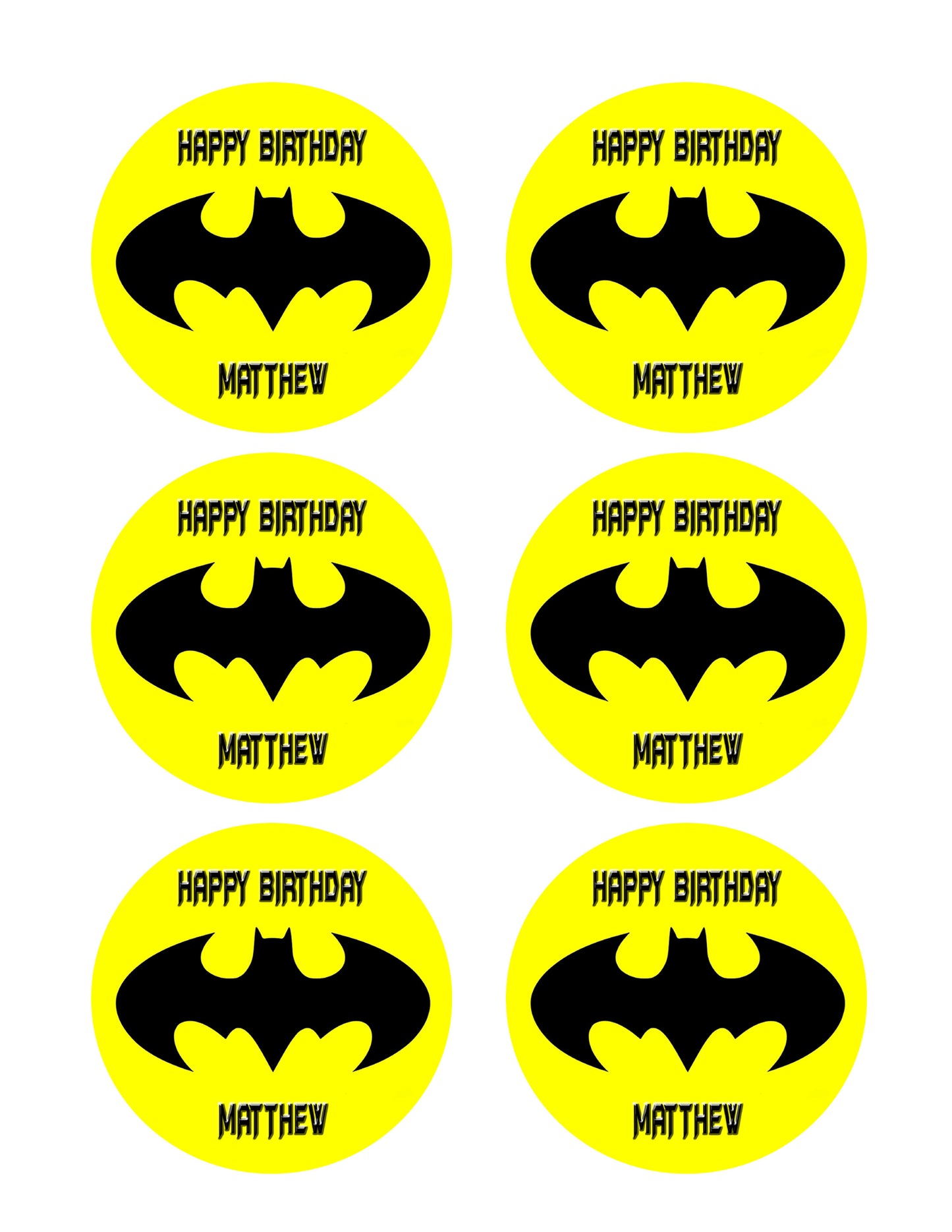 Batman Yellow Logo - Edible Cake Topper, Cupcake Toppers, Strips