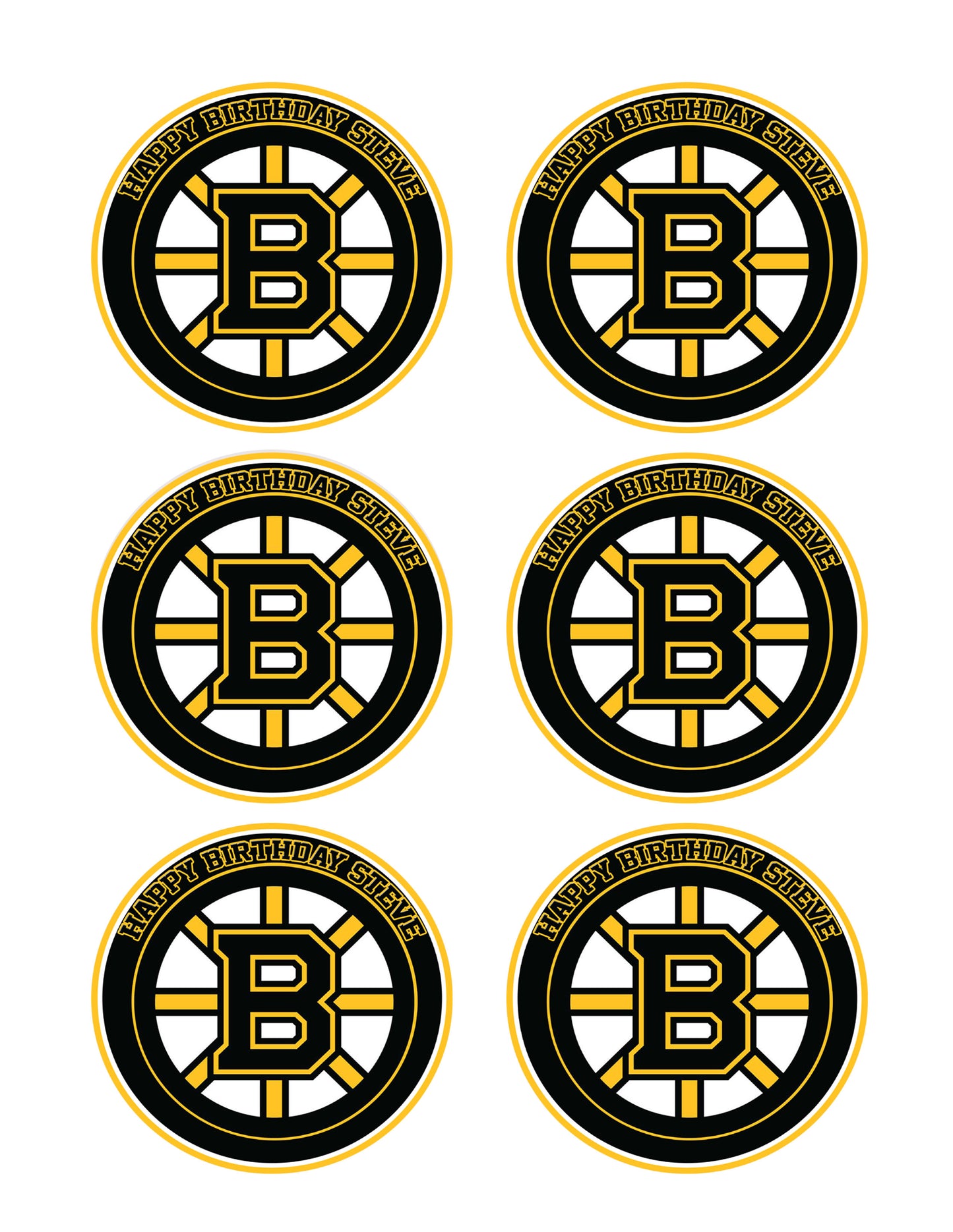 Boston Bruins - Edible Cake Topper, Cupcake Toppers, Strips