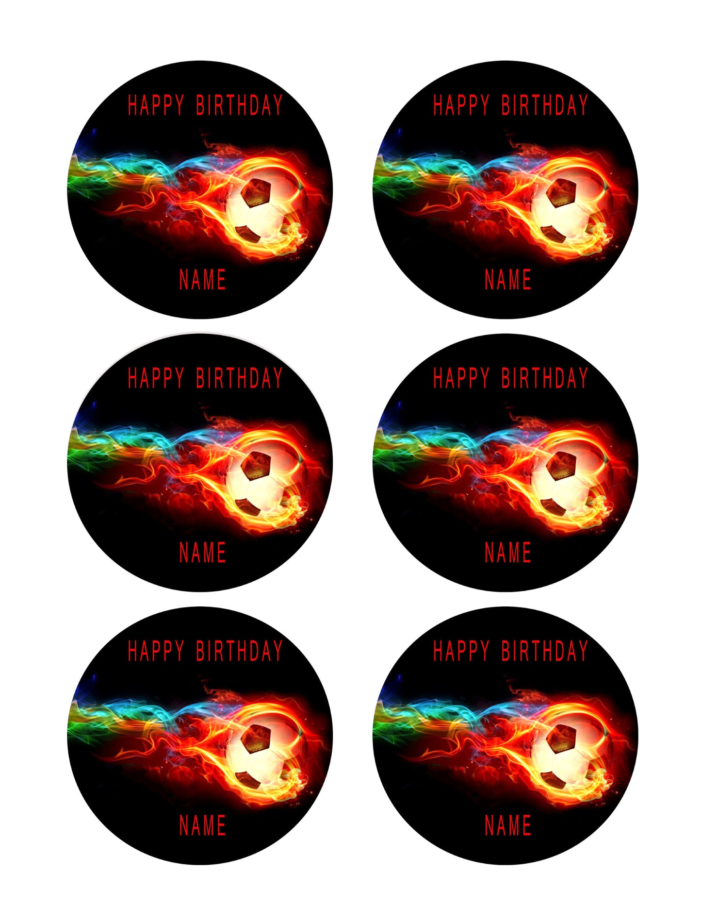 Flaming Soccer Ball - Edible Cake Topper OR Cupcake Topper, Decor