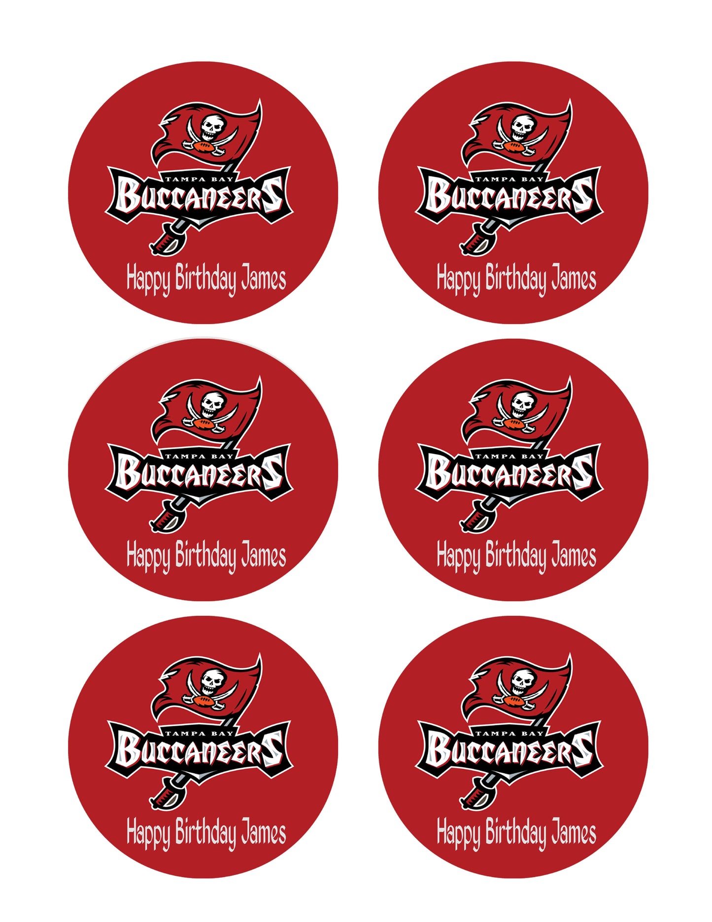Tampa Bay Buccaneers (Nr2) - Edible Cake Topper OR Cupcake Topper, Decor