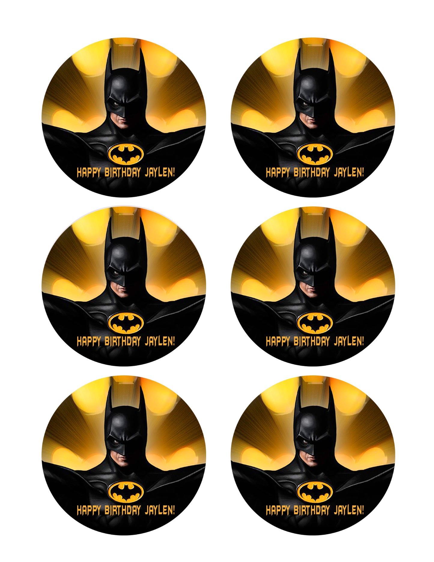 Batman Yellow - Edible Cake Topper, Cupcake Toppers, Strips