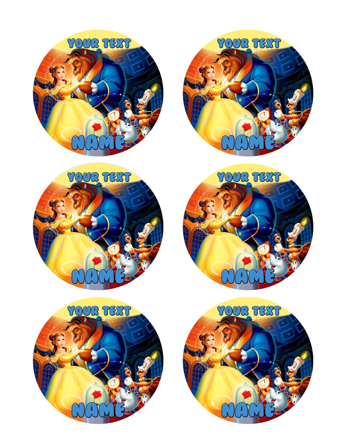 Beauty and the Beast Belle - Edible Cake Topper, Cupcake Toppers, Strips