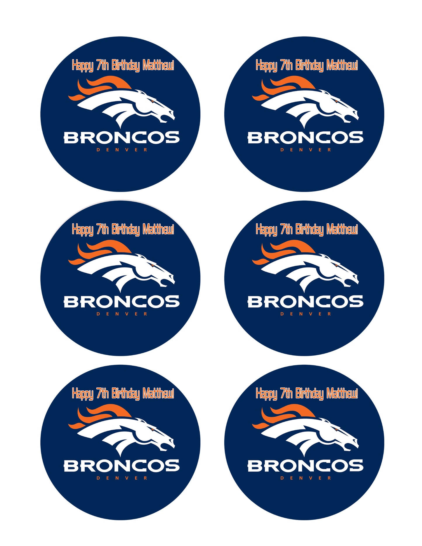 Denver Broncos (Nr2) - Edible Cake Topper, Cupcake Toppers, Strips