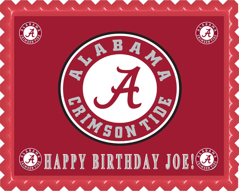 ALABAMA CRIMSON TIDE UNIVERSITY - Edible Cake Topper, Cupcake Toppers, Strips