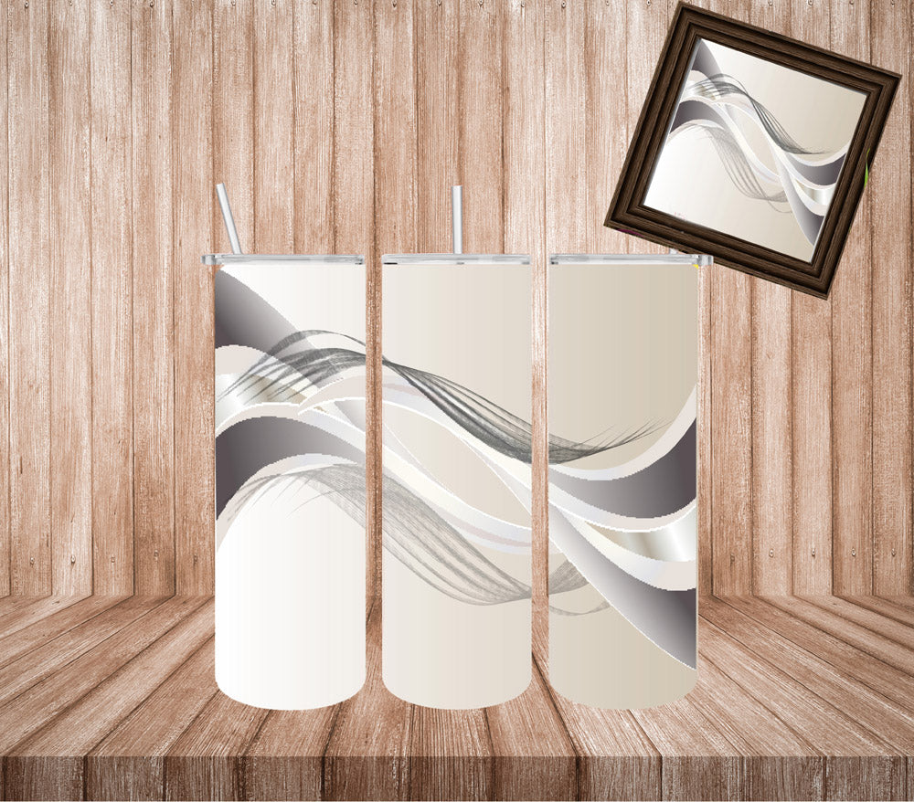 Abstract Decor Tumbler with Lid and Straw, Insulated Skinny Tumbler, 20 oz Water Cup