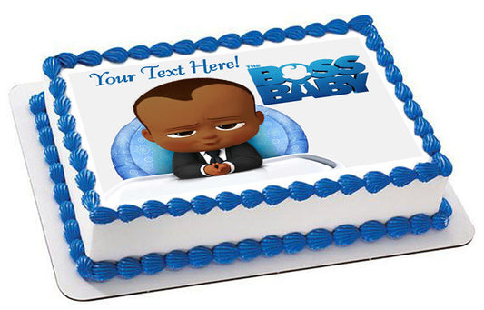 African American Boss Baby Boy - Edible Cake Topper, Cupcake Toppers, Strips