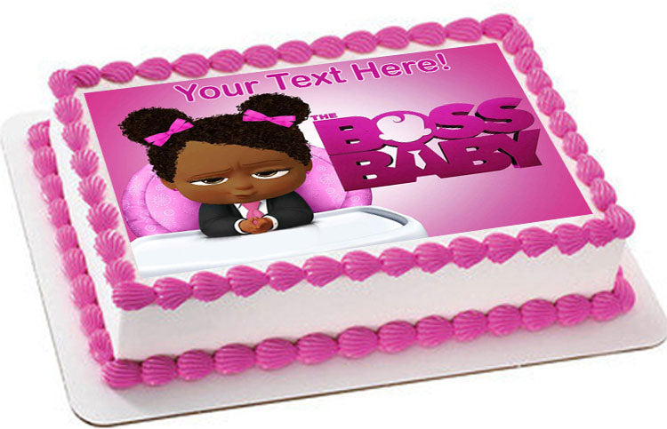 African American Boss Baby Girl - Edible Cake Topper, Cupcake Toppers, Strips