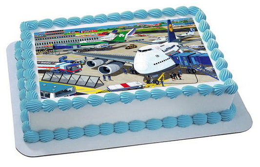 Airport With Planes - Edible Cake Topper, Cupcake Toppers, Strips