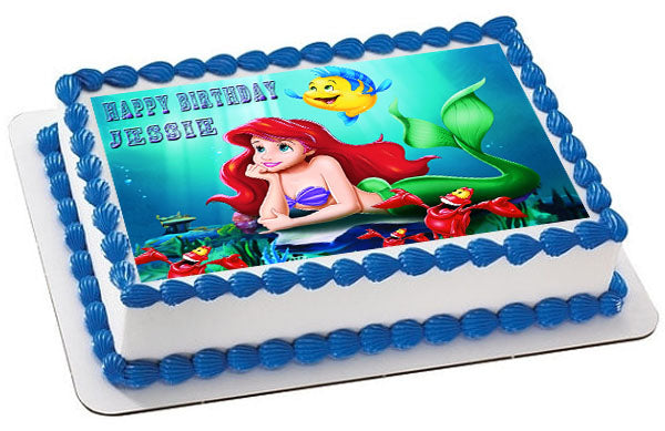 ARIEL THE LITTLE MERMAID - Edible Cake Topper, Cupcake Toppers, Strips