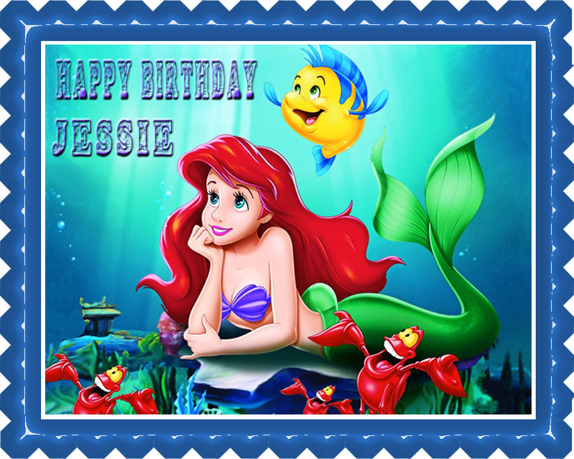 ARIEL THE LITTLE MERMAID - Edible Cake Topper, Cupcake Toppers, Strips