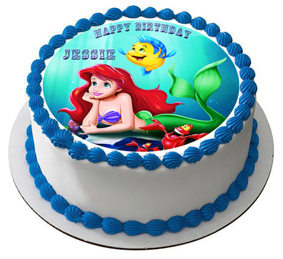 ARIEL THE LITTLE MERMAID - Edible Cake Topper, Cupcake Toppers, Strips