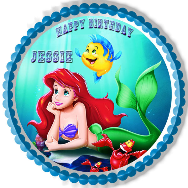 ARIEL THE LITTLE MERMAID - Edible Cake Topper, Cupcake Toppers, Strips