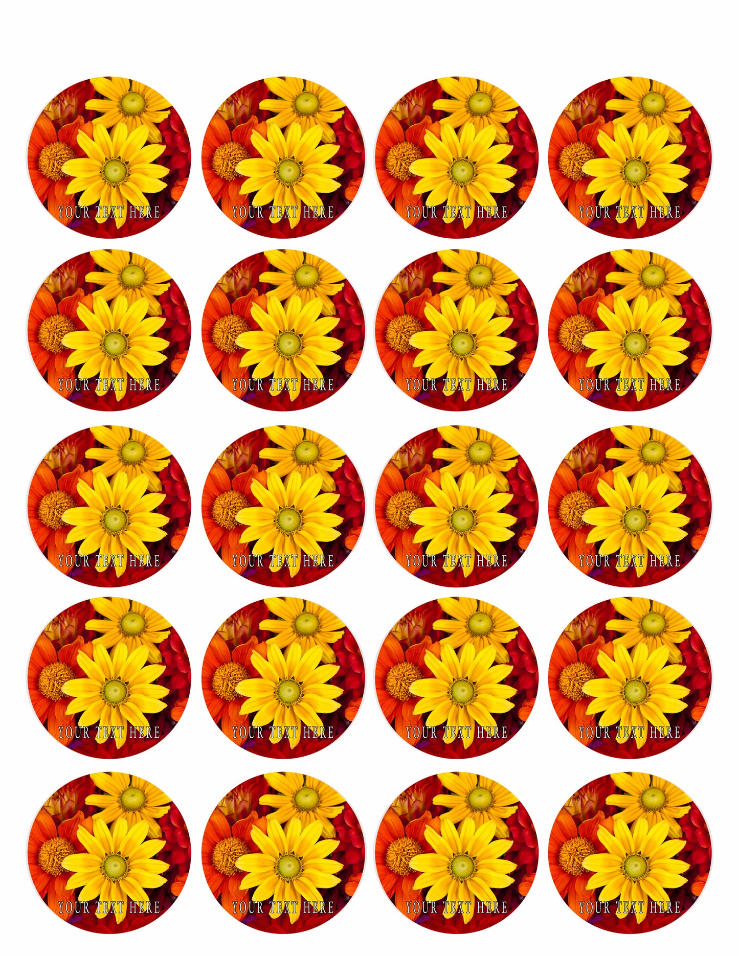 Autumn flowers - Edible Cake Topper, Cupcake Toppers, Strips