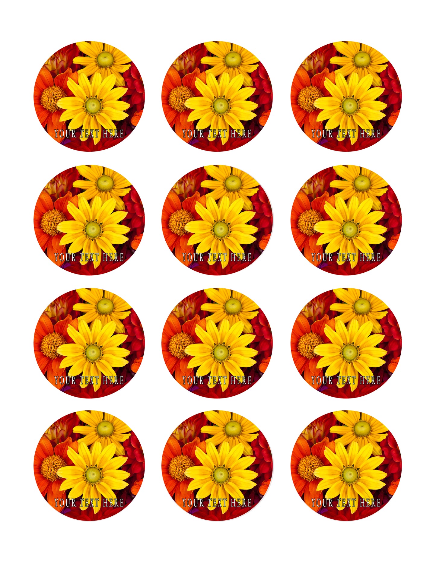 Autumn flowers - Edible Cake Topper, Cupcake Toppers, Strips