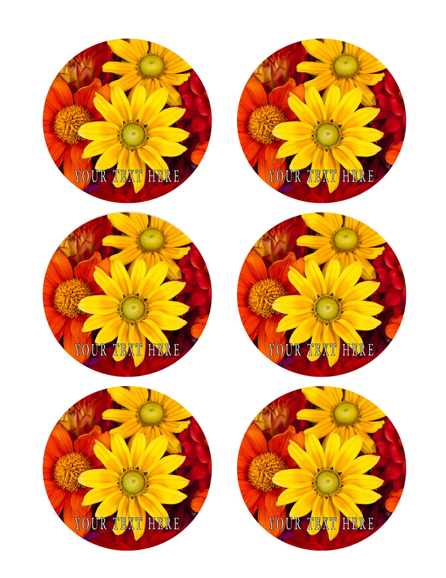 Autumn flowers - Edible Cake Topper, Cupcake Toppers, Strips