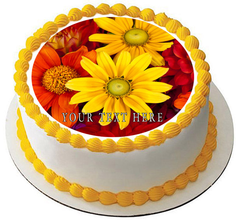 Autumn flowers - Edible Cake Topper, Cupcake Toppers, Strips