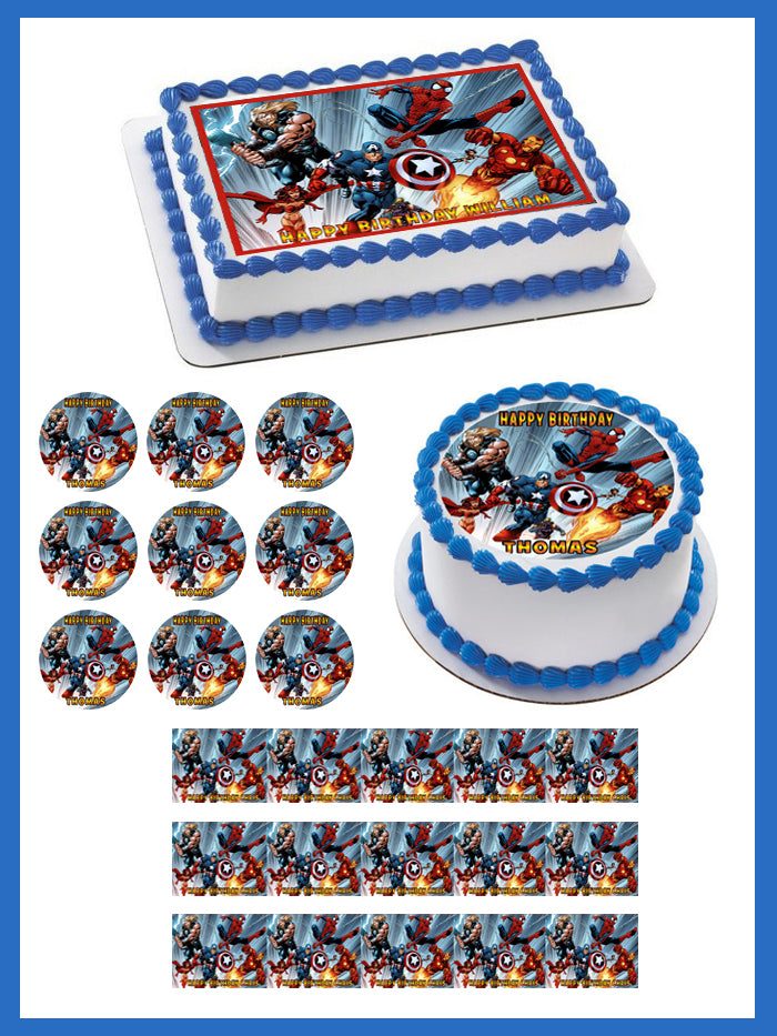 AVENGERS - Edible Cake Topper, Cupcake Toppers, Strips