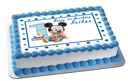 BABY MICKEY MOUSE 1st Birthday - Edible Cake Topper, Cupcake Toppers, Strips